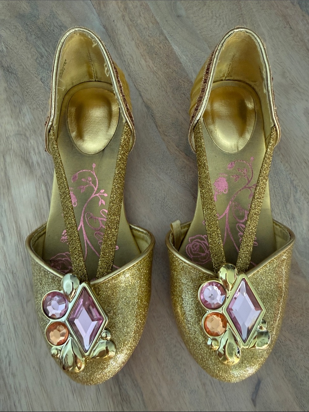DISNEY Gold Glitter Belle Dress Shoes
